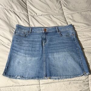 Maurices Light Blue Frayed Hem Mini Skirt